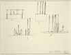 Alberto Giacometti, Sans titre [Les sculptures], 1951, dessin à la plume sur papier, 22 x 28 cm, Collection du peintre Zao Wou-Ki / Donation Françoise Marquet-Zao, Musée de l'Hospice Saint-Roch, Issoudun